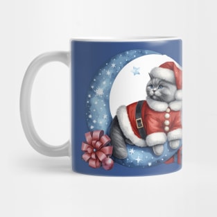 British Shorthair Cat On The Moon Christmas Mug